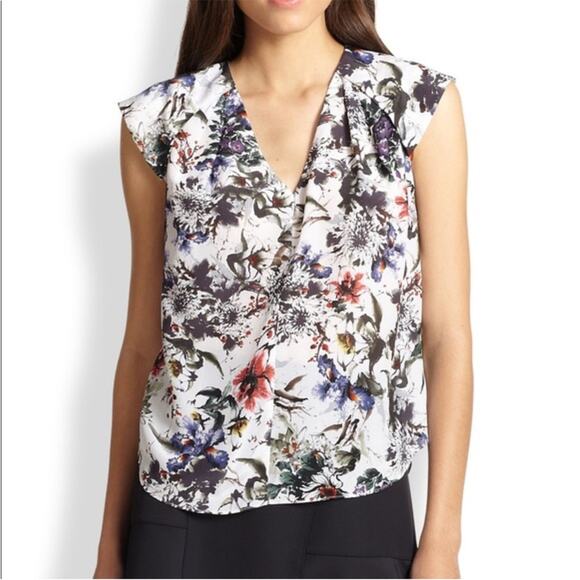 Rebecca Taylor Silk Floral Garden Blouse 2 - Picture 1 of 5